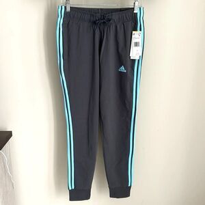 Adidas - Women’s Sweatpants -Gray with Blue Stripes - Slim Fit - New!